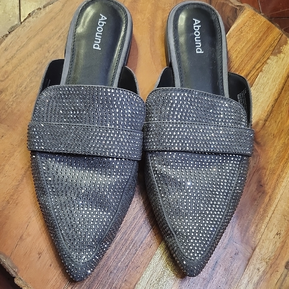Abound Gray Bling Sparkly Mules Sleek Slip-On Shoes